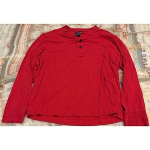 Filson Mens Henley T-Shirt Bright Red Knit Long Sleeve Everyday Comfort Medium